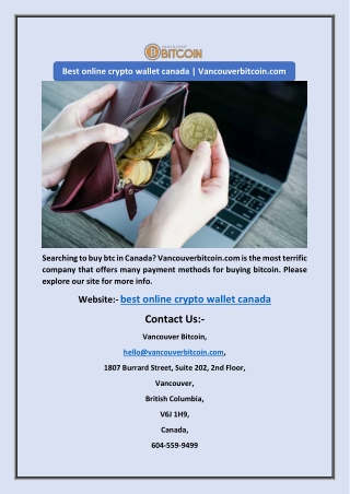 Best online crypto wallet canada | Vancouverbitcoin.com