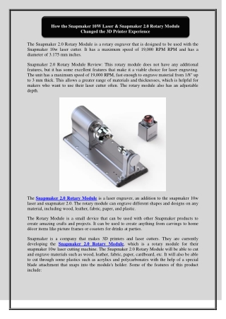 How the Snapmaker 10W Laser & Snapmaker 2.0 Rotary Module Changed the 3D Printer Experience