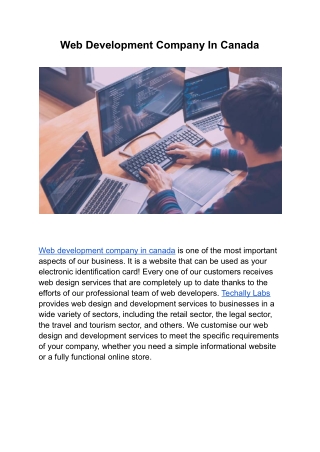 Web Development Company In Canada | Techally Labs