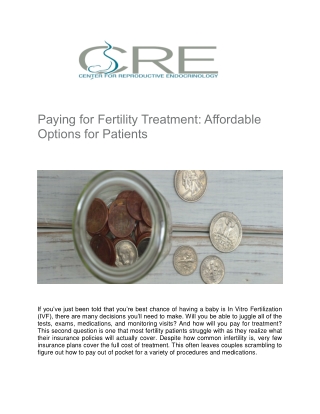 Paying for Fertility Treatment Affordable Options for Patients
