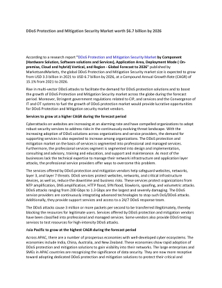 DDoS Protection and Mitigation Security Market worth $6.7 billion by 2026