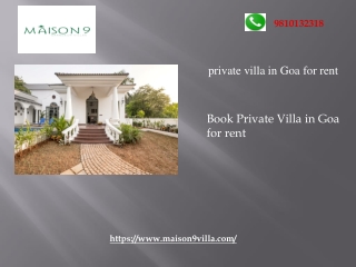 Book private villa in Goa for rent