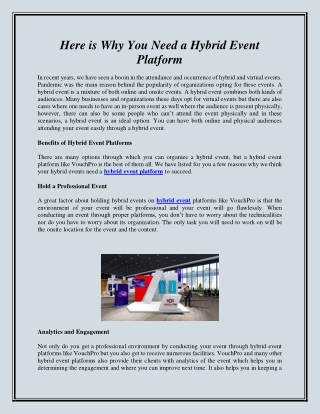 Here is Why You Need a Hybrid Event Platform