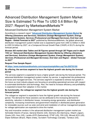Advanced Distribution Management System Market To Achieve A High CAGR Of 20.2%