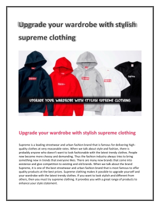 Upgrade your wardrobe with stylish supreme clothing