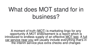 What does MOT stand for in business_