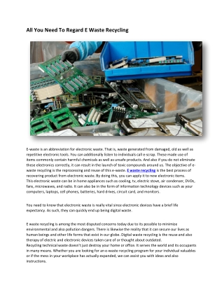 E Waste Recycling
