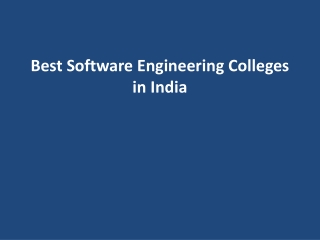 Best Software Engineering Colleges in India