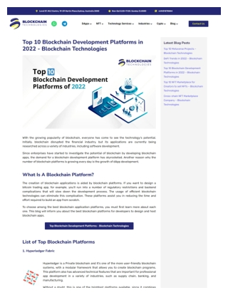 Top 10 Blockchain Development Platforms in 2022 - Blockchain Technologies