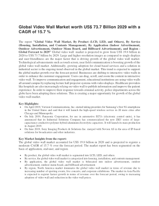 Global Video Wall Market worth US