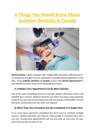 4 Things You Should Know About Sedation Dentistry in Canada