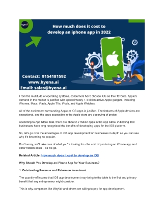 How much does it cost to develop an iphone app in 2022
