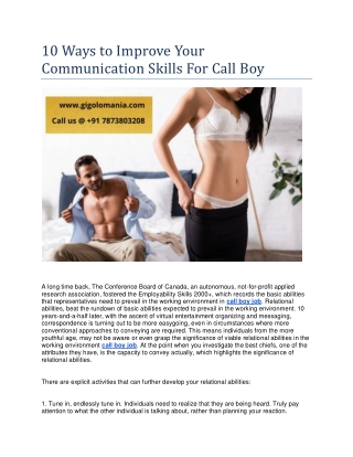 10 Ways to Improve Your Communication Skills For Call Boy
