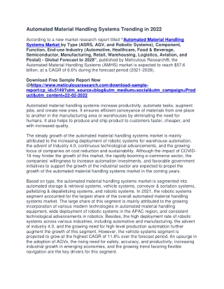 Automated Material Handling Systems (AMHS) Market Worth $57.6 billion by 2028