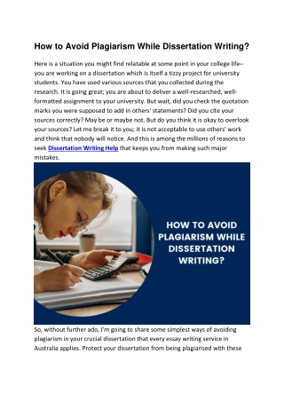 How to Avoid Plagiarism While Dissertation Writing