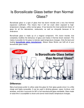 Ablaze Glass Works -  Is Borosilicate Glass better than Normal Glass