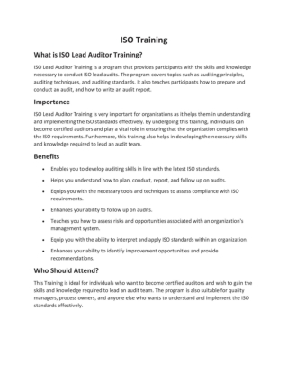 ISO Training