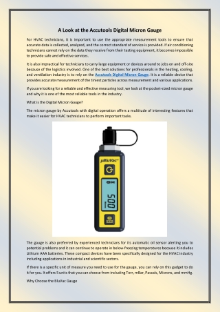 A Look at the Accutools Digital Micron Gauge