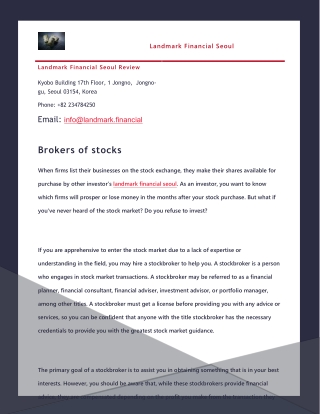 Brokers of stocks