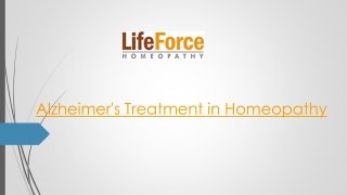 Alzheimer's Treatment in Homeopathy