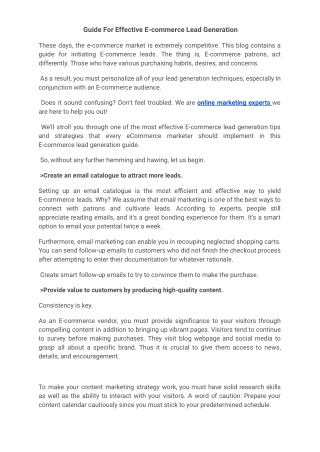 _Guide For Effective E-commerce Lead Generation