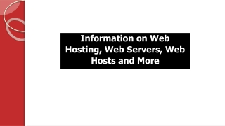 Web Hosting, Web Servers, Web Hosts and More