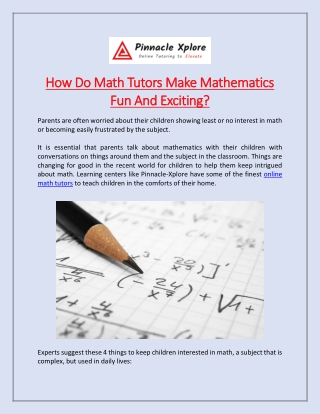 How Do Math Tutors Make Mathematics Fun And Exciting?