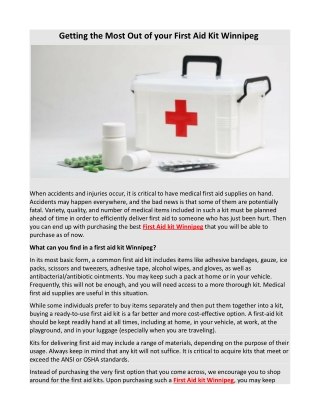 Getting the Most Out of your First Aid Kit Winnipeg