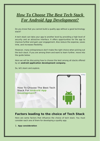 How to choose the best tech stack for Android app development