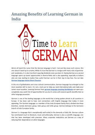 Amazing Benefits of Learning German in India