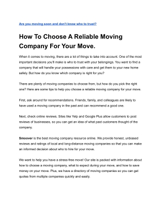 Are you moving soon and don't know who to trust_