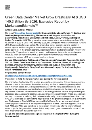 Green Data Center Market worth USD 140.3 billion by 2026 - MnM