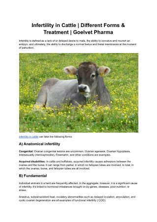 Infertility in Cattle | Different Forms & Treatment | Goelvet Pharma