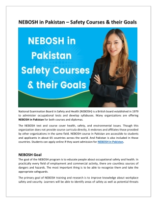 NEBOSH in Pakistan – Safety Courses & their Goals