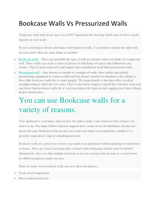 Bookcase Walls Vs Pressurized Walls