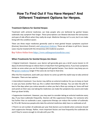 How To Find Out if You Have Herpes And Different Treatment Options for Herpes.