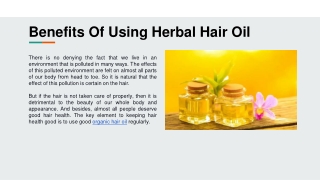 Benefits Of Using Herbal Hair Oil