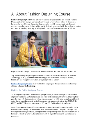 All About Fashion Designing Course