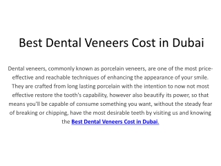 Best Clinic of Dental Veneers Cost in Dubai