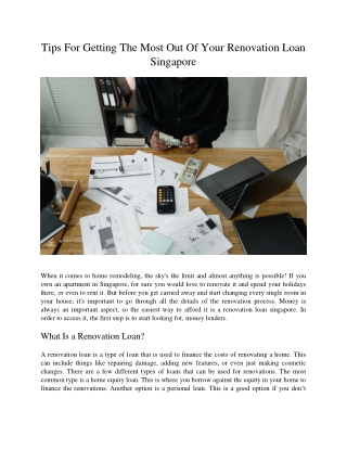 Tips For Getting The Most Out Of Your Renovation Loan Singapore