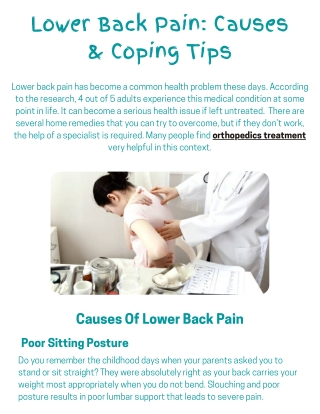 Lower Back Pain Causes & Coping Tips