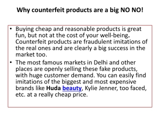 Why counterfeit products are a big NO NO