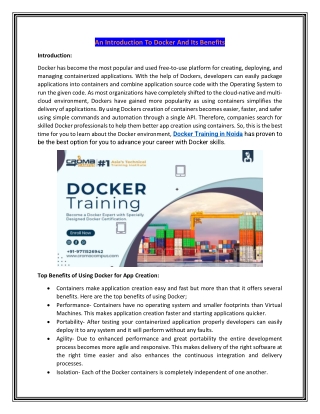 An Introduction To Docker And Its Benefits