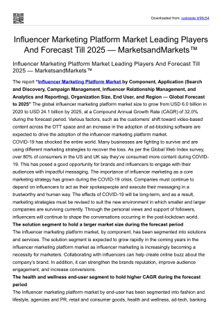 Influencer Marketing Platform Market Leading Players And Forecast Till 2025
