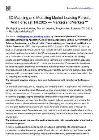 3D Mapping and Modeling Market Leading Players And Forecast Till 2025
