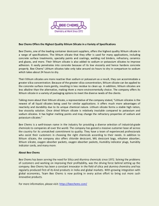 Buy Lithium Silicate - Bee Chems