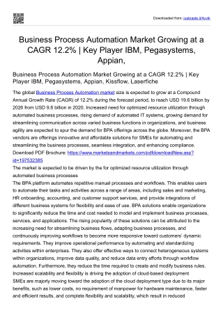 Business Process Automation Market Growing at a CAGR 12.2% | Key Player IBM,