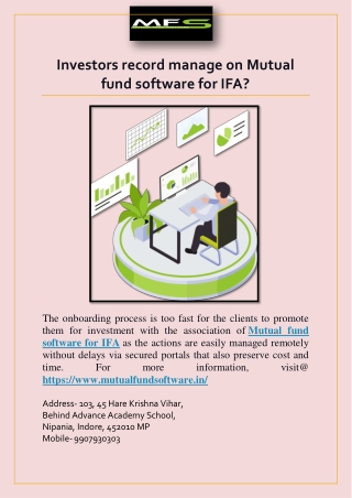 Investors record manage on Mutual fund software for IFA