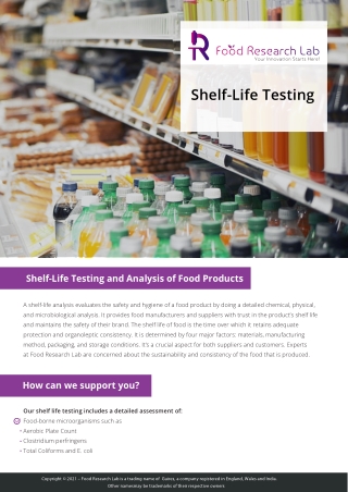 shelf life testing and analysis of food products