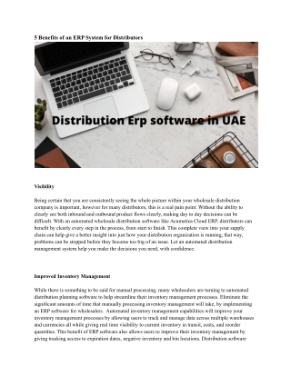 Distribution Erp software in UAE